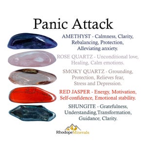 Zestaw kryształów na atak paniki, uspokajający i uziemiający, prezent dla miłośników kryształów, kamienie lecznicze