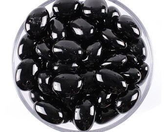 Schorl Black Tourmaline Tumbled Stone, Protection, Grounding And EMF Shield Gemstone