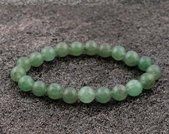 Green Aventurine Bracelet, Dainty Beaded Gemstone, Luck & Abundance Healing Jewelry, Heart Chakra Success Gift, Stackable Green Beads, Gift