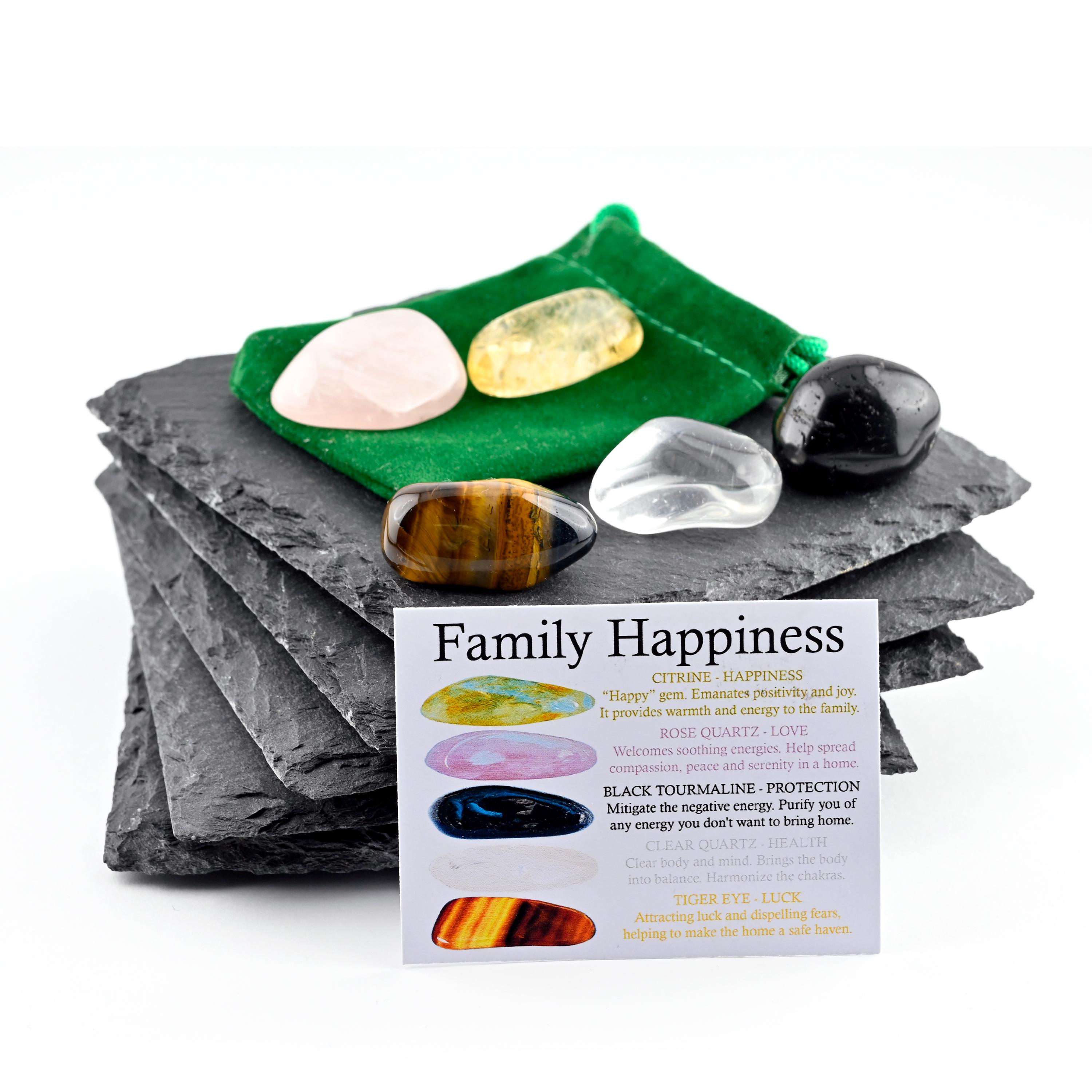 Family Happiness Crystal Set, Harmony and Connection, Gift for
