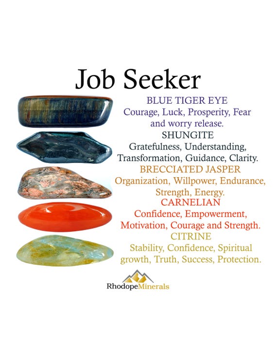 Job Seeker Crystals Set, Career Success Gift For Crystal Lovers, Healing Gemstones