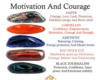 Motivation and Courage Crystals Set, Empowerment and Confidence Gift Box, Success Stones for Strength Energy, New Beginnings, Ready Gift