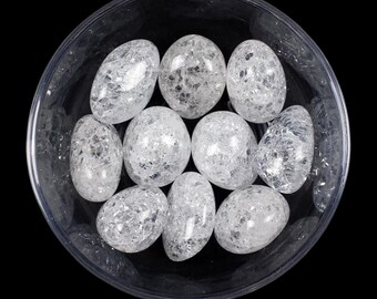 Crackle Quartz Tumbled Stone, Polished Fire Quartz Crystal, Rainbow Clear Quartz