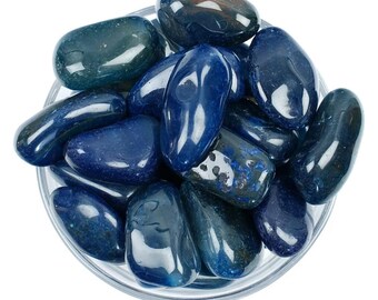 Dark Blue Agate Tumbled Stone, Gift For Crystal Lovers, Natural Navy Blue Banded Gemstone