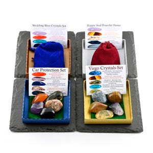 Conjunto de cristales para aliviar la ansiedad, calma y paz, regalo para amantes de los cristales, piedras preciosas curativas. imagen 7