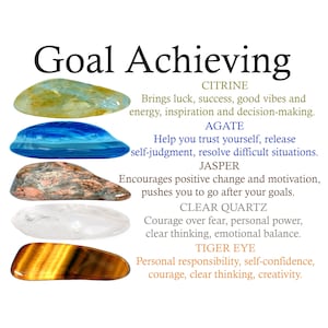 Goal Achieving Crystals Set, Goal Achieving Stones, Crystals Set, Tumbled Stones, Citrine, Agate, Jasper, Clear Quartz, Tiger Eye, Gifts