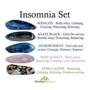 Insomnia Crystal Set, Sleep and Night Peace Gift for Crystal Lovers, Healing Gemstones
