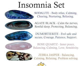 Insomnia Crystal Set, Sleep and Night Peace Gift for Crystal Lovers, Healing Gemstones
