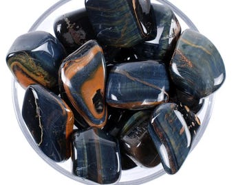 Blue Tiger Eye Tumbled Stone, Hawks Eye Crystal, Intuition And Altar Ritual Healing Gem