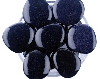 Blue Goldstone Palm Stone, Shimmering Galaxy Crystal, Ambition And Confidence Stone