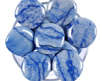 Blue Quartz Palm Stone, Blue Quartz, Palm Stones, Smooth Stones, Stones, Crystals, Rocks, Gifts, Gemstones, Gems, Zodiac Crystals, Healing