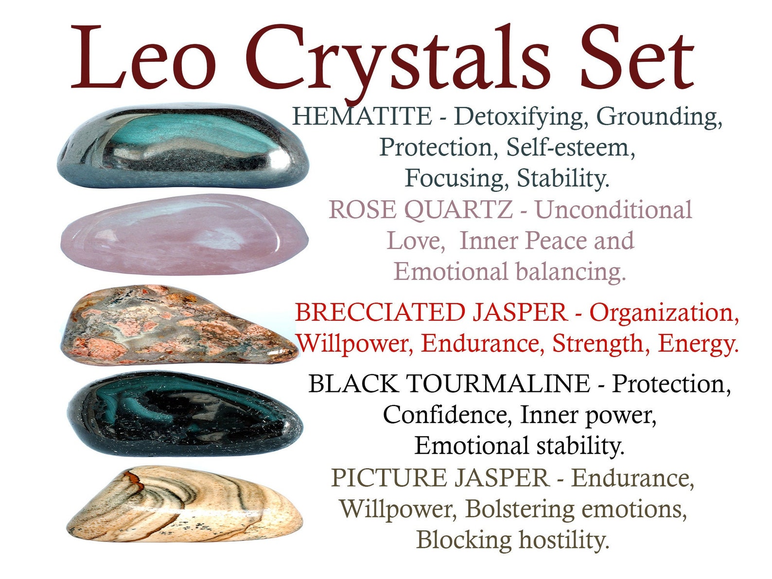 Leo Crystals Set Leo Crystal Set Crystals for Leo Zodiac Etsy