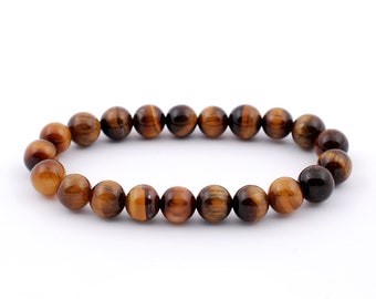 Tiger Eye Bracelet, Tiger Eye Bracelet 8 mm beads, Tiger Eye, Bracelets, Tiger Eye Beaded Bracelets, Gifts, Crystals, Tiger Eye Crystal