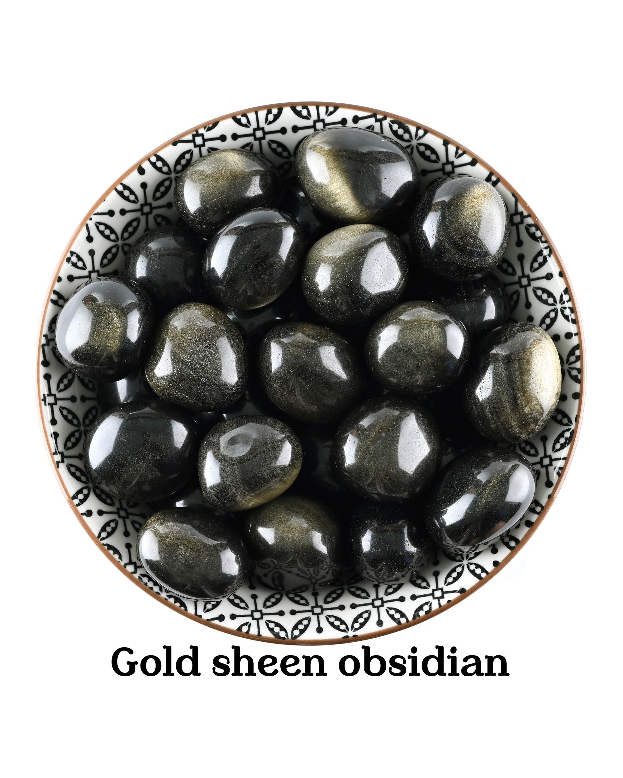 Gold Sheen Obsidian Tumbled Stone, Gold Sheen Obsidian, Golden