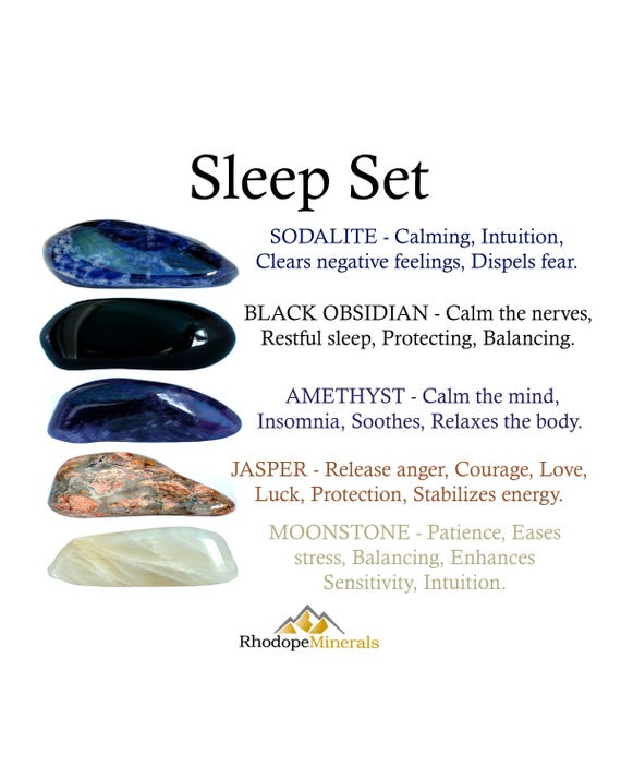 Sleep Crystal Set, Deep Rest, Relaxation Gemstones, Gift For Crystal Lovers, Healing Stones