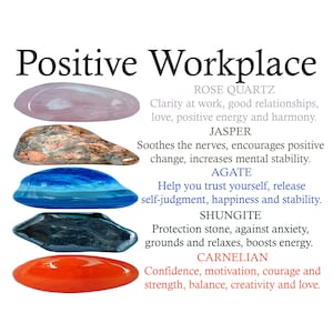 Positive Workplace Crystals Set, Positive Workplace, Rose Quartz, Jasper, Agate, Shungite, Carnelian, Tumbled Stones, Gifs, Crystals, Gems