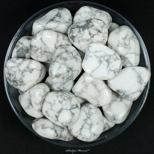 Witte howliet trommelsteen, witte howliet, trommelstenen, stenen, kristallen, rotsen, geschenken, edelstenen, edelstenen, dierenriemkristallen, helende steen