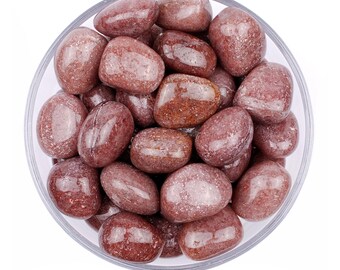 Red Aventurine Tumbled Stone, Polished Fiery Crystal, Vitality And Altar Ritual Gem