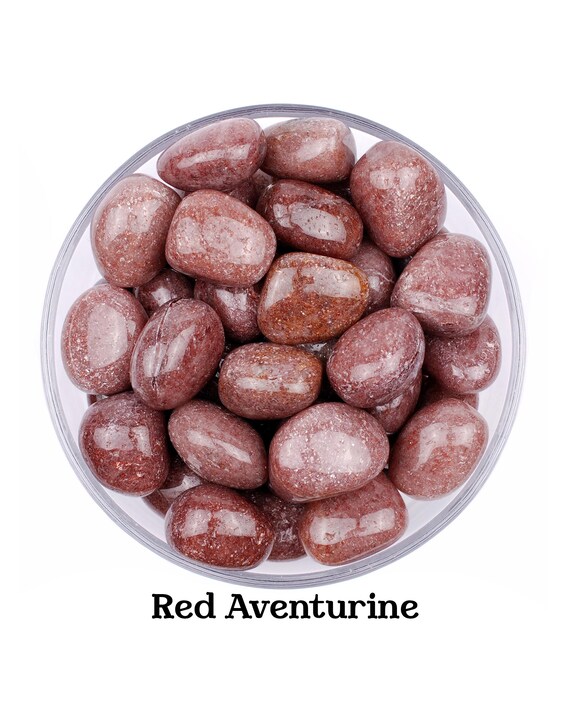 Red Aventurine Tumbled Stone, Polished Fiery Crystal, Vitality And Altar Ritual Gem