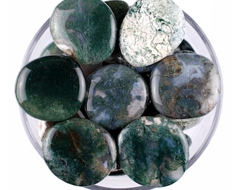 Moss Agate Palm Stone, Natural Forest Garden Crystal, Abundance And Altar Ritual Gem