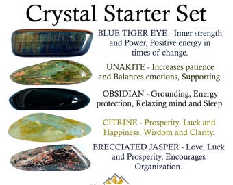 Starter Crystals Set, Gift For Crystal Lovers, Healing Gemstones