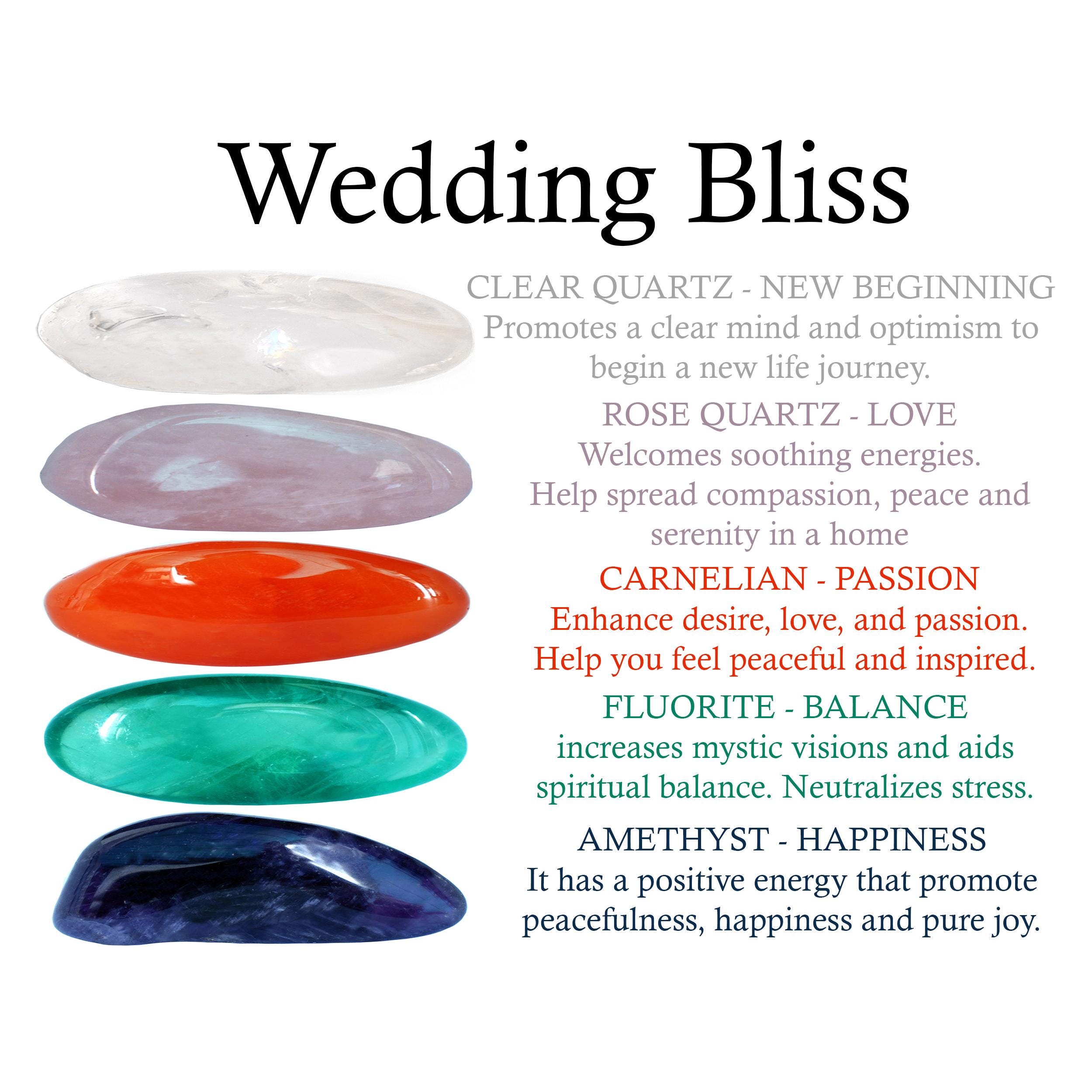 Wedding Bliss Crystals Set, Wedding Bliss Set, Crystals Set, Clear Quartz, Rose Quartz, Carnelian, Fluorite, Amethyst, Gift Box, Gift Set