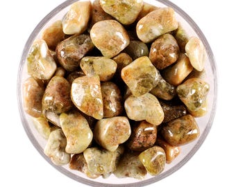 Green Garnet Tumbled Stone, Polished Grossular Crystal, Prosperity And Altar Decor