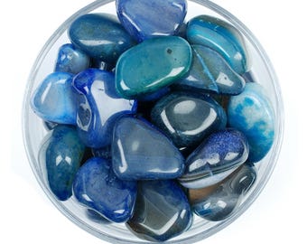 Blue Agate Tumbled Stone, Sky Blue Serenity Crystal, Throat And Altar Ritual Healing Gem