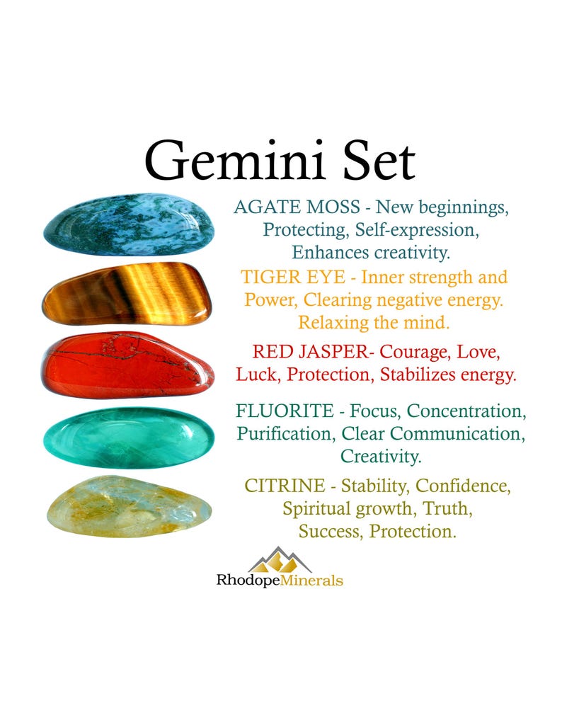 Gemini Crystals Set, Gemini Crystal Set, Crystals for Gemini, Stones ...