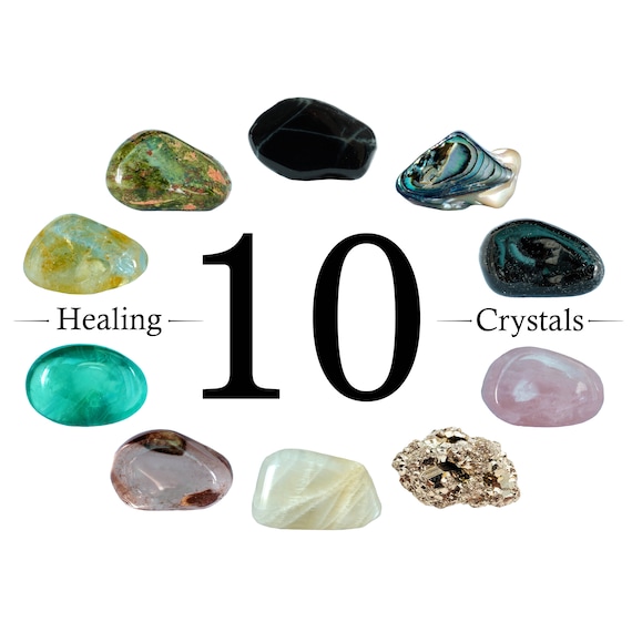 Set of 10 Healing Crystals, Natural Gemstone Kit for Beginners