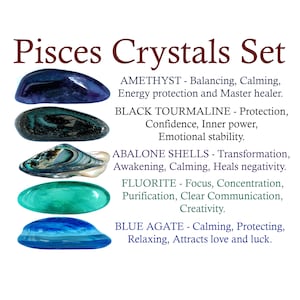 Pisces Crystals Set, Pisces Crystal Set, Crystals For Pisces, Crystals Of Pisces, Pisces, Crystals, Gifts, Zodiac, Metaphysical Crystals