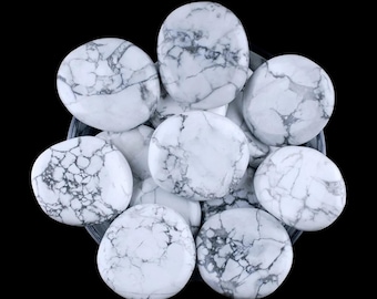 Witte howlietpalmsteen, witte howliet, palmstenen, gladde stenen, stenen, kristallen, rotsen, geschenken, edelstenen, edelstenen, dierenriemkristallen, gunst