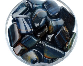 Blue Tiger Eye Tumbled Stone, Polished Falcon's Eye Crystal, Calm And Insight Gemstone