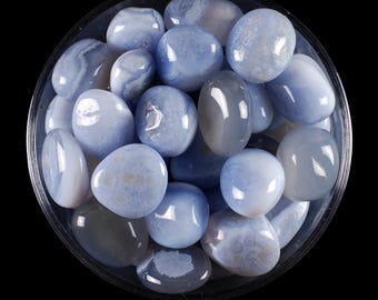 Blue Chalcedony Tumbled Stone, Calming And Communication Crystal, Soothing Energy, Throat Chakra