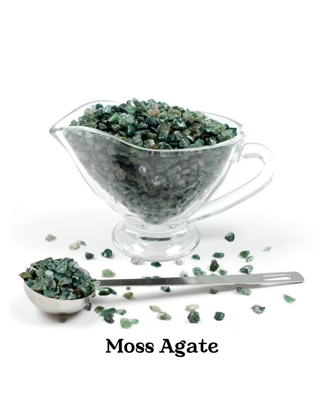 Chipmoss Bulk Moss Agate Chip Stones, Natural Green Crystals for Growth ...