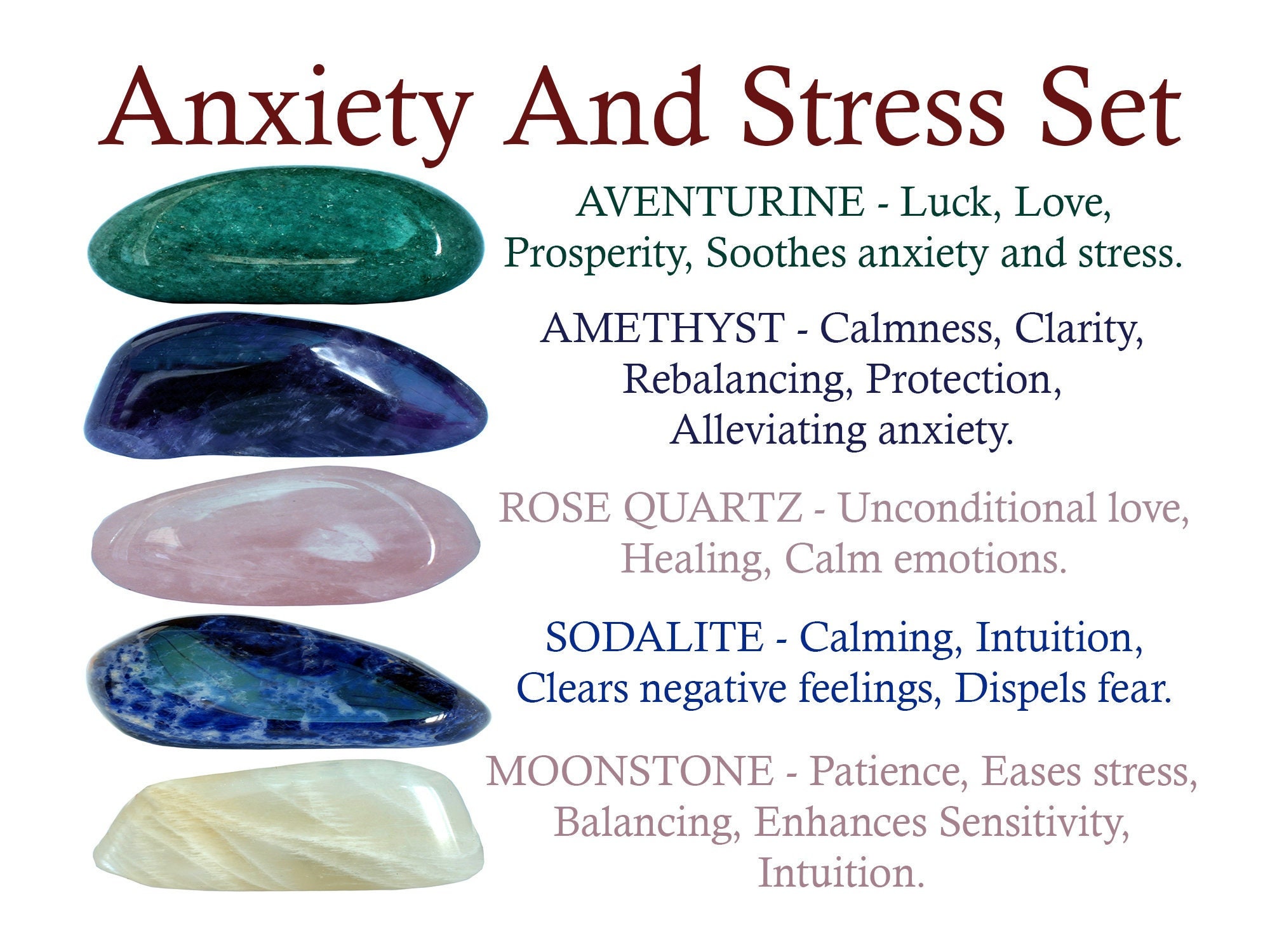 Anxiety and Stress Crystals Set Anxiety and Stress Gift Etsy