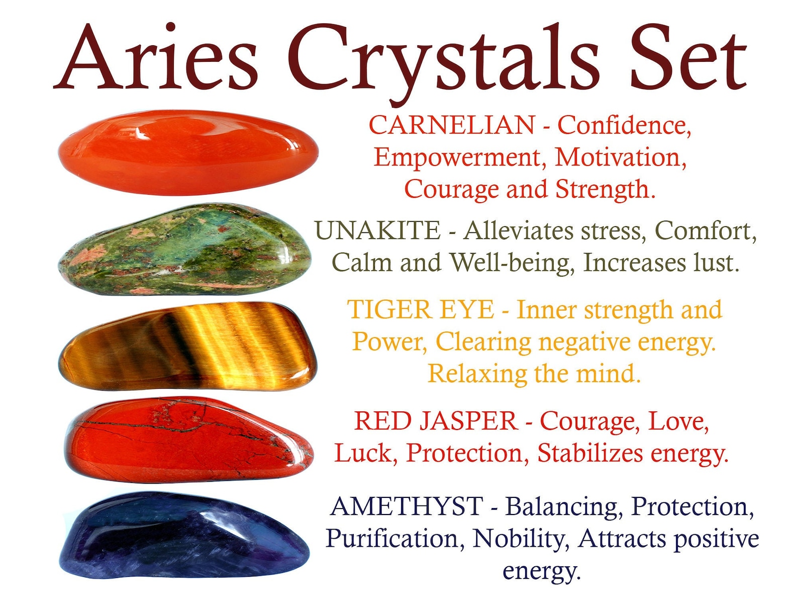 Aries Crystals Set Aries Crysal Set Crystals for Aries Etsy