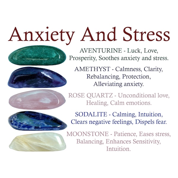 Anxiety And Stress Crystals Set, Anxiety And Stress, Gift, Crystals, Metaphysical Crystals, Anxiety, Anxiety Crystals Set, Crystal Kit