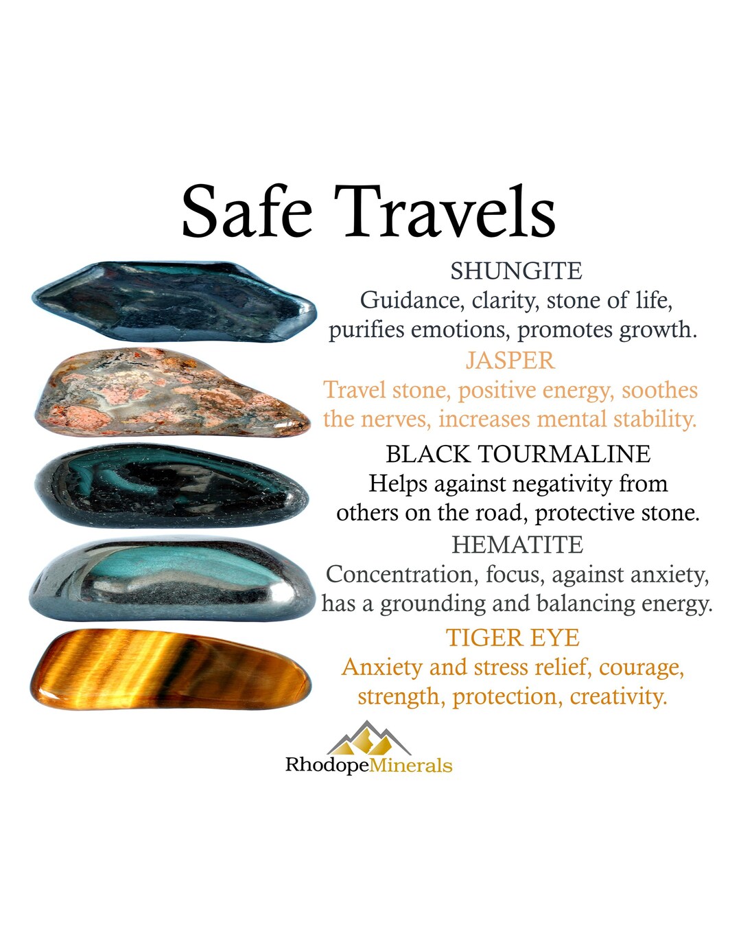 Safe Travels Crystals Set, Protection Stones, Luck and Safe Return