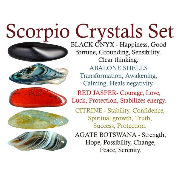Scorpio Crystals Set, Scorpio Crystal Set, Crystals For Scorpio, Crystals Of Scorpio, Scorpio, Gifts, Crystals, Zodiac, Zodiac Crystals