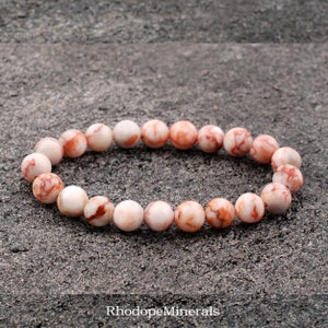 Pulseira de Rodocrosita, Pulseira de Rodocrosita Contas de 8 mm, Rodocrosita, Pulseiras, Cristais Metafísicos, Presentes, Pulseira de Cristal com Contas