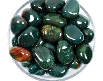 Heliotrope Trommelstein, Geschenk für Kristallliebhaber, natürlicher Blutstein grün roter Heilstein