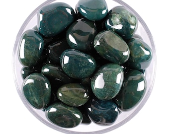 Piedra pulida de jaspe verde, cristal de bosque pulido, piedra preciosa que nutre y equilibra.