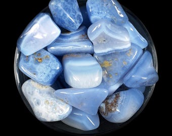 Blue Chalcedony Tumbled Stone, Natural Peace And Communication, Ritual Gem