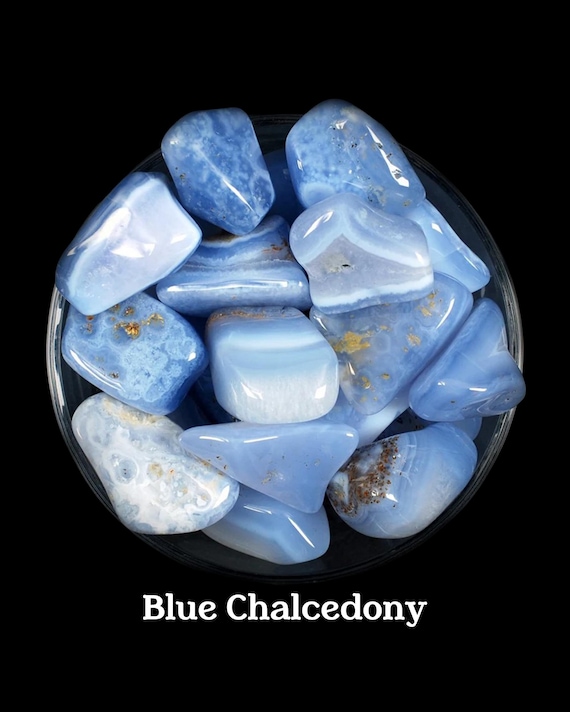Blue Chalcedony Tumbled Stone, Natural Peace And Communication, Ritual Gem