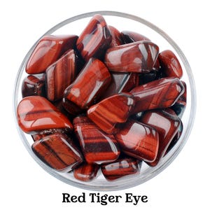 Pierre roulée oeil de tigre rouge, vitalité et motivation, gemme rituelle d'autel