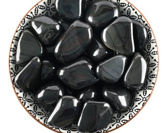 Rainbow Obsidian Tumbled Stone, Polished Black Crystal, Altar Ritual Healing Gem