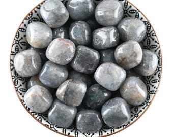 Grey Agate Tumbled Stone, Silver Mist Crystal, Stability And Altar Ritual Healing Gem
