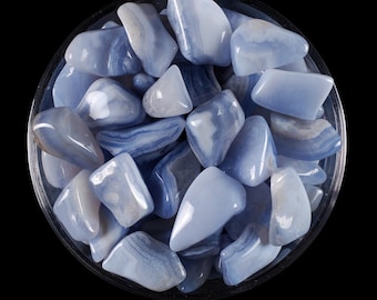 Pierre roulée de calcédoine bleue, cadeau de cristal calmant naturel pour la paix, le sommeil et l'expression
