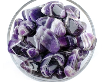Amethyst Chevron Tumbled Stone, Natural Intuition And Third Eye Ritual Gem